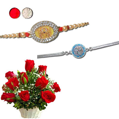 "Rakhi with Flowers - code F03 - Click here to View more details about this Product